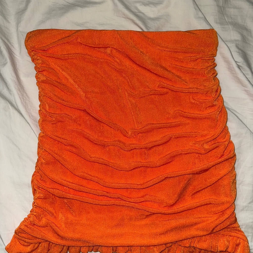 SHEIN Orange Ruched Mini Skirt